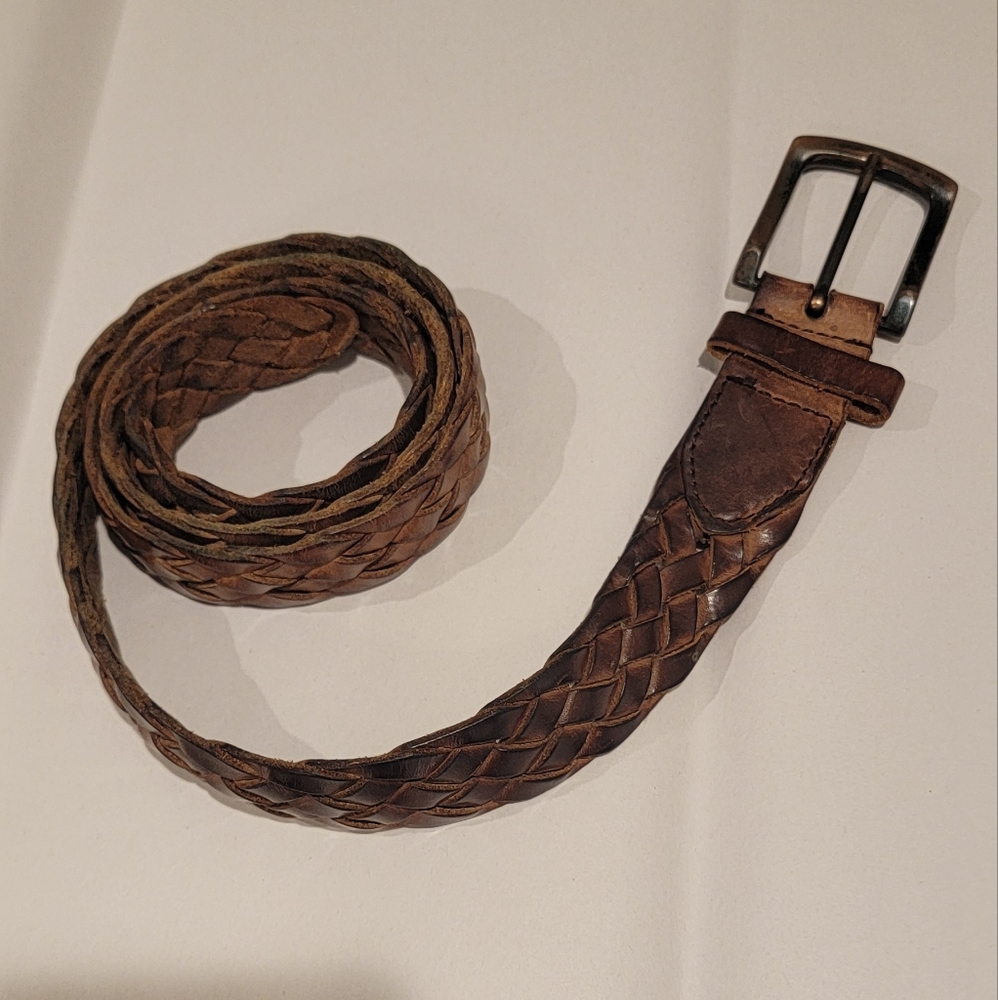 Columbia Braided Leather Belt with Brass Buckle-Size XL
